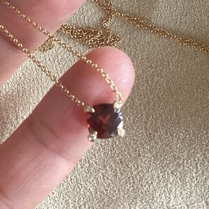 David Yurman 18kGold Necklace with Deep Red Pendant